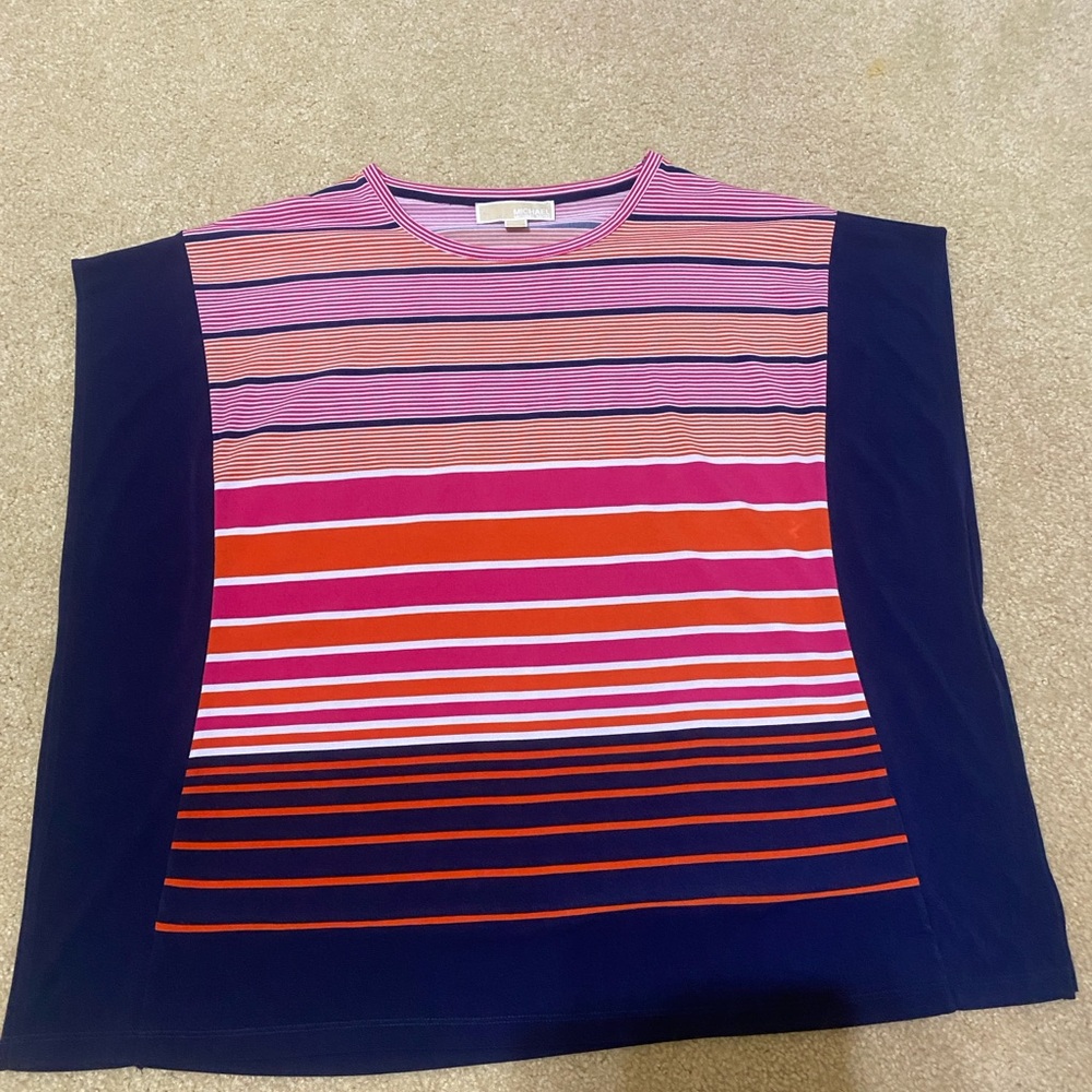 Michael Kors Pink and Orange Striped Top